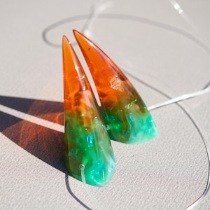 Halloween Chibi Horns - Resin Cast Cosplay and Costume Horns - Orange and Green Holographic