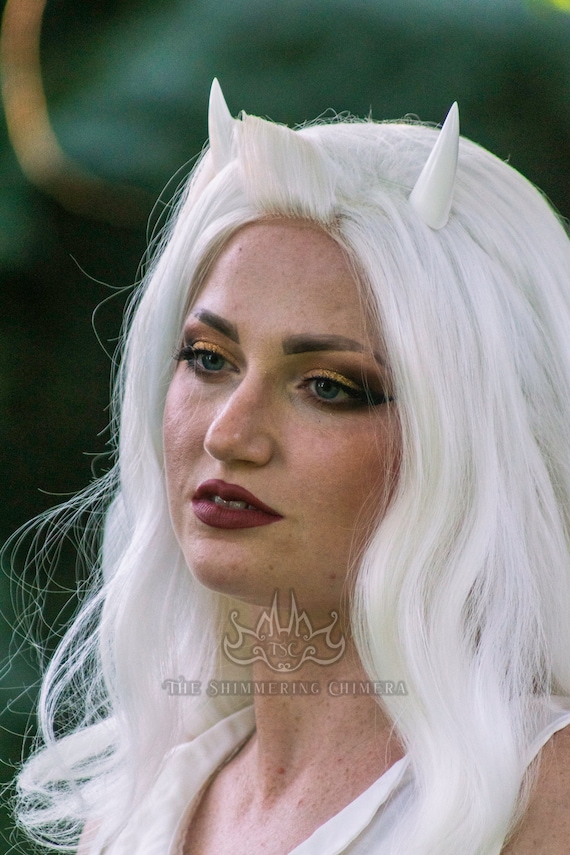 White Resin Cast Chibi Horns - Oni / Demon / Devil / Dragon