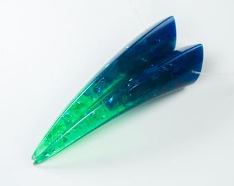 Green and Blue Iridescent Resin Oni Horns - Costume Cosplay Accessory