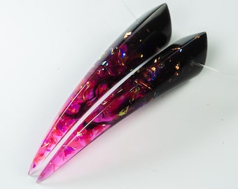Pink Holographic Resin Oni Horns - Costume Cosplay Accessory