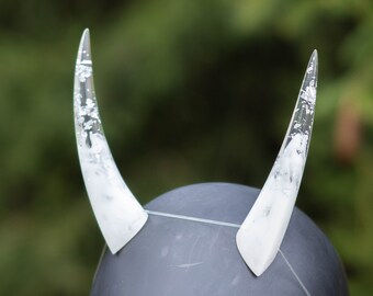 Limited Release Resin Cast Oni Horns - White Silver