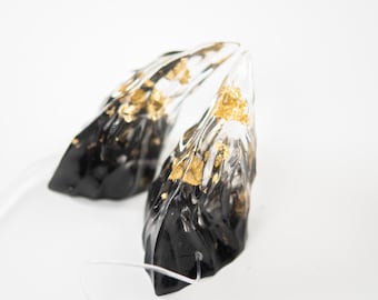 Corna da demone in resina testurizzata nera e oro - Accessorio per costume cosplay