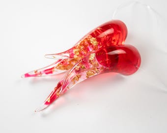 Corna da succube rosse e dorate con scaglie - Accessorio per cosplay e costumi in resina