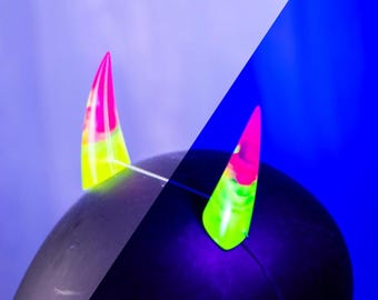UV Reactive Resin Chibi Horns - Pink/Yellow