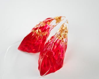 Corna da demone in resina testurizzata con scaglie rosse e dorate - Accessorio per costume cosplay
