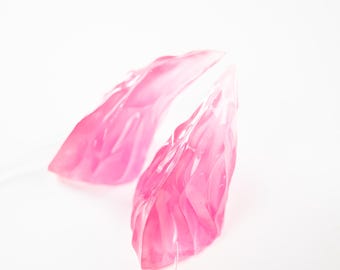 Corna da demone in resina trasparente rosa testurizzata - Accessorio per costume cosplay