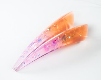 Pink and Orange Iridescent Resin Oni Horns - Costume Cosplay Accessory