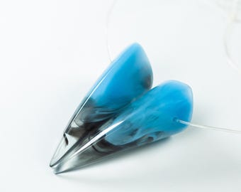 Pastel Blue and Black Resin Small Oni Horns - Costume Cosplay Accessory