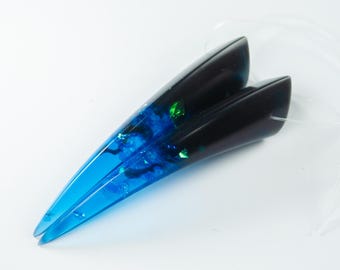 Blue Holographic Resin Oni Horns - Costume Cosplay Accessory