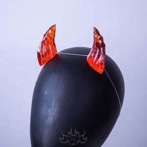 Halloween 3D Resin Printed Demon Horns - Horns for Demons, Monsters, Dragons, Fauns - Orange