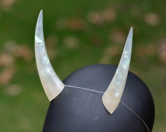 Limited Release Resin Cast Oni Horns - White Opal