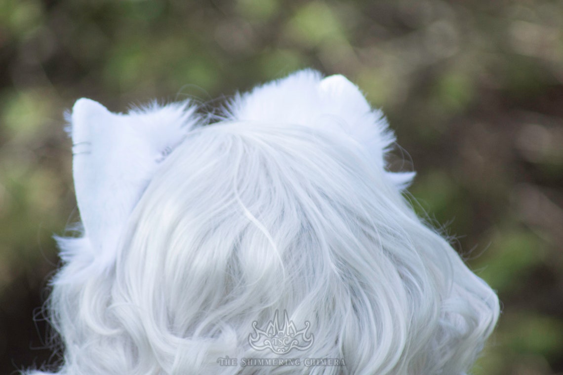 Realistic White Cat Ears Faux Fur Animal Ears Cat Ears Etsy