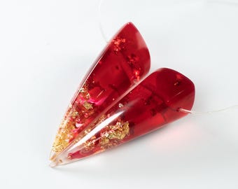 Red and Gold Foil Small Resin Oni Horns - Costume Cosplay Accessory