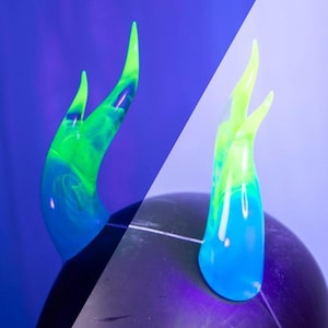 UV Reactive Resin Succubus Horns -  Yellow/Blue