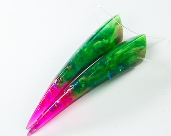 Pink and Green Iridescent Resin Oni Horns - Costume Cosplay Accessory