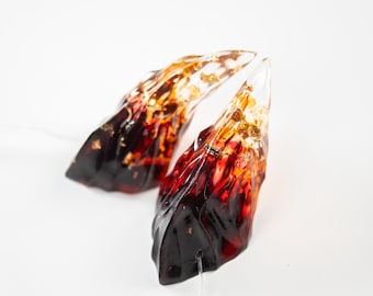 Corna da demone in resina testurizzata rosso fuoco - Accessorio per costume cosplay