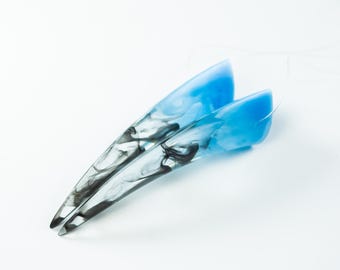 Pastel Blue and Black Resin Oni Horns - Costume Cosplay Accessory