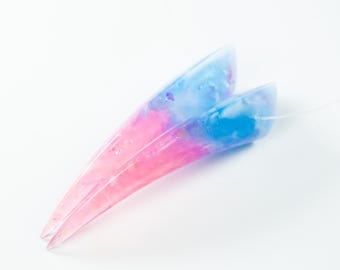 Cotton Candy Pink and Blue Resin Oni Horns - Costume Cosplay Accessory
