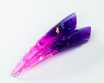 Pink And Purple Iridescent Resin Oni Horns - Costume Cosplay Accessory