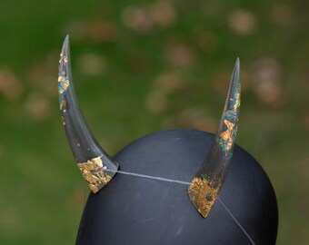 Limited Release Resin Cast Oni Horns - Gray Holo Gold