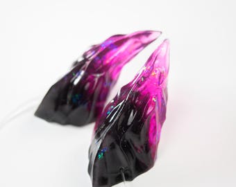 Pink and Black Holographic Textured Resin Demon Horns - Cosplay Costume Accessory