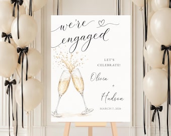 Printed + Shipped Engagement Party Welcome Sign, We're Engaged Welcome Sign, She Said Yes Engagement Party Welcome Sign, Let's Toast Sign