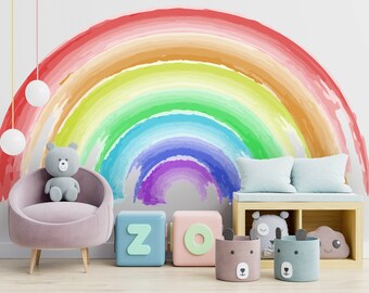 Rainbow Pastel Wall Decal, Fabric Nursery Wall Decal, Kids Room Wall Decals, Baby Shower Decorations, Kids Wall Decal, Peel and Stick, A239