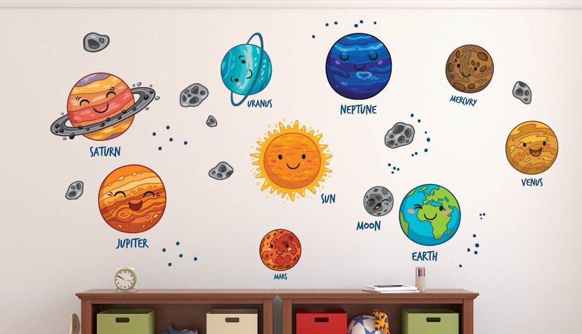 Solar System Wall Decal Wall Decal Sun Nursery Wall Etsy