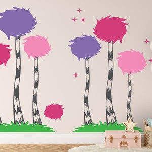 Truffula Trees Wall Decal  Story book  Vinyl Wall Decal, Nursery Wall Decal,  Kids Room. Cotton ball trees