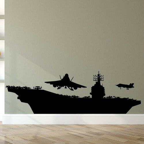 US Navy Wall Decal Aircraft Carrier Decal American Fighter Etsy