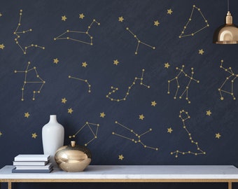 Zodiac Wall Decal, Zodiac Constellation Wall Decals, Star Decals, Zodiac Signs, Vinyl Wall Decals, Stars Wall Decor, Nursery Wall decal