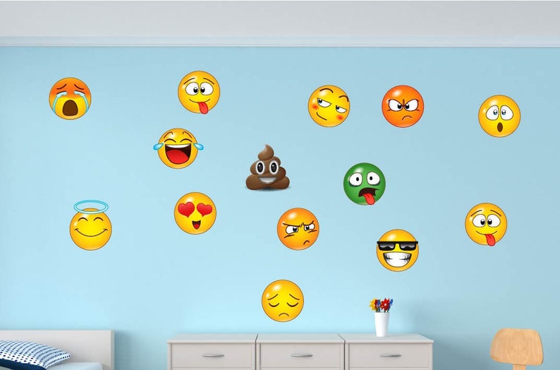 Emoji Wall Decal Emoticon Faces L And Stick Boys Image 0