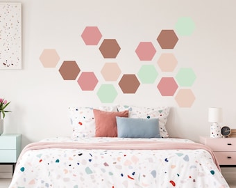 Hexagon Peel And Stick Wall Decals, Honeycomb Removable Wall Decals, Geometric Wall Decals, Modern Wall Decor