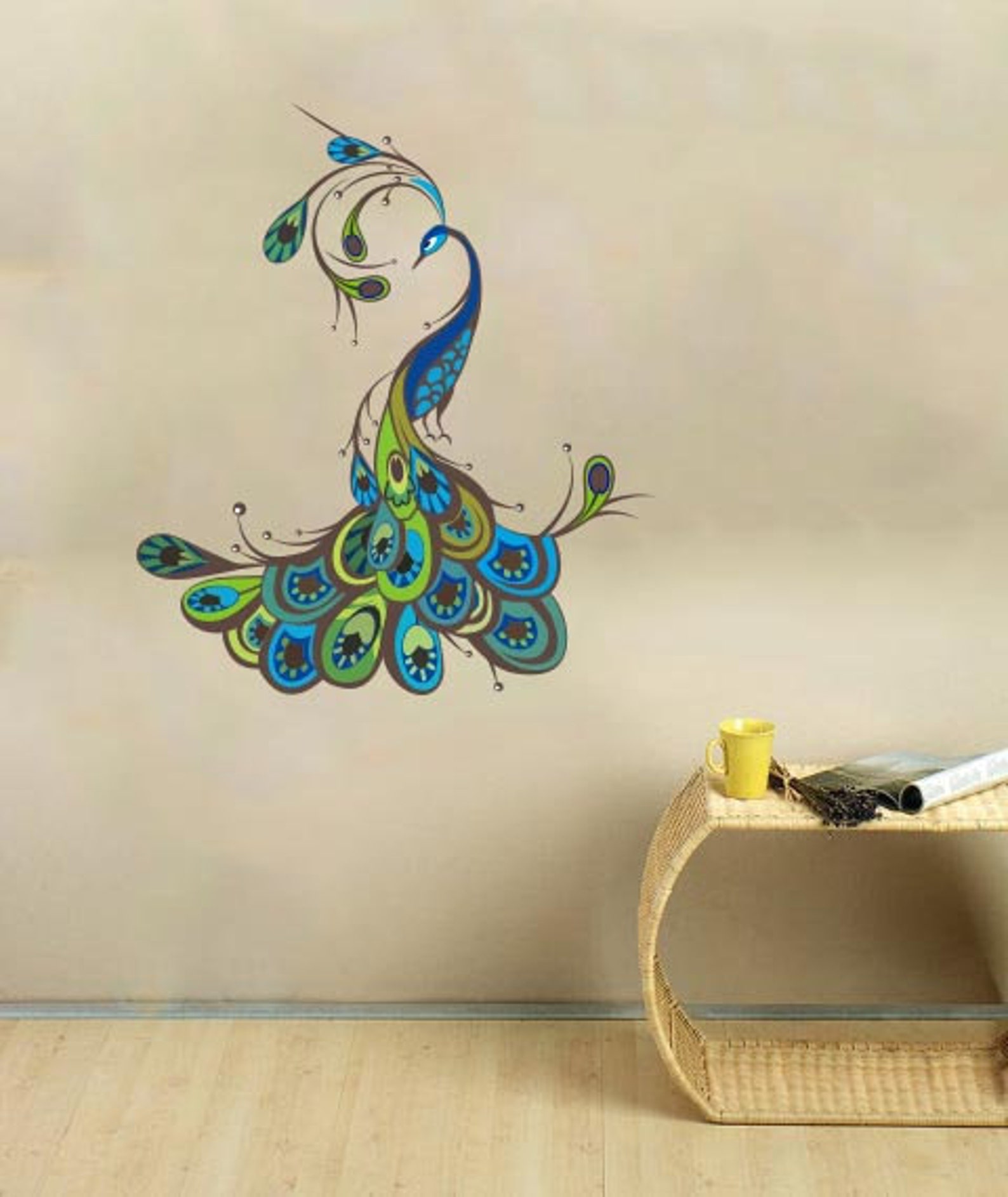 Peacock Wall Decal Peacock Fabric Wall Decal Peacock Etsy