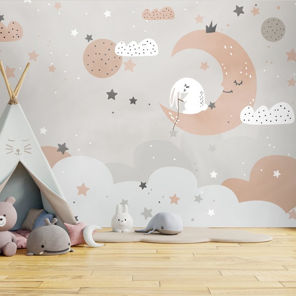 Moon Peel and Stick Wallpaper - Etsy