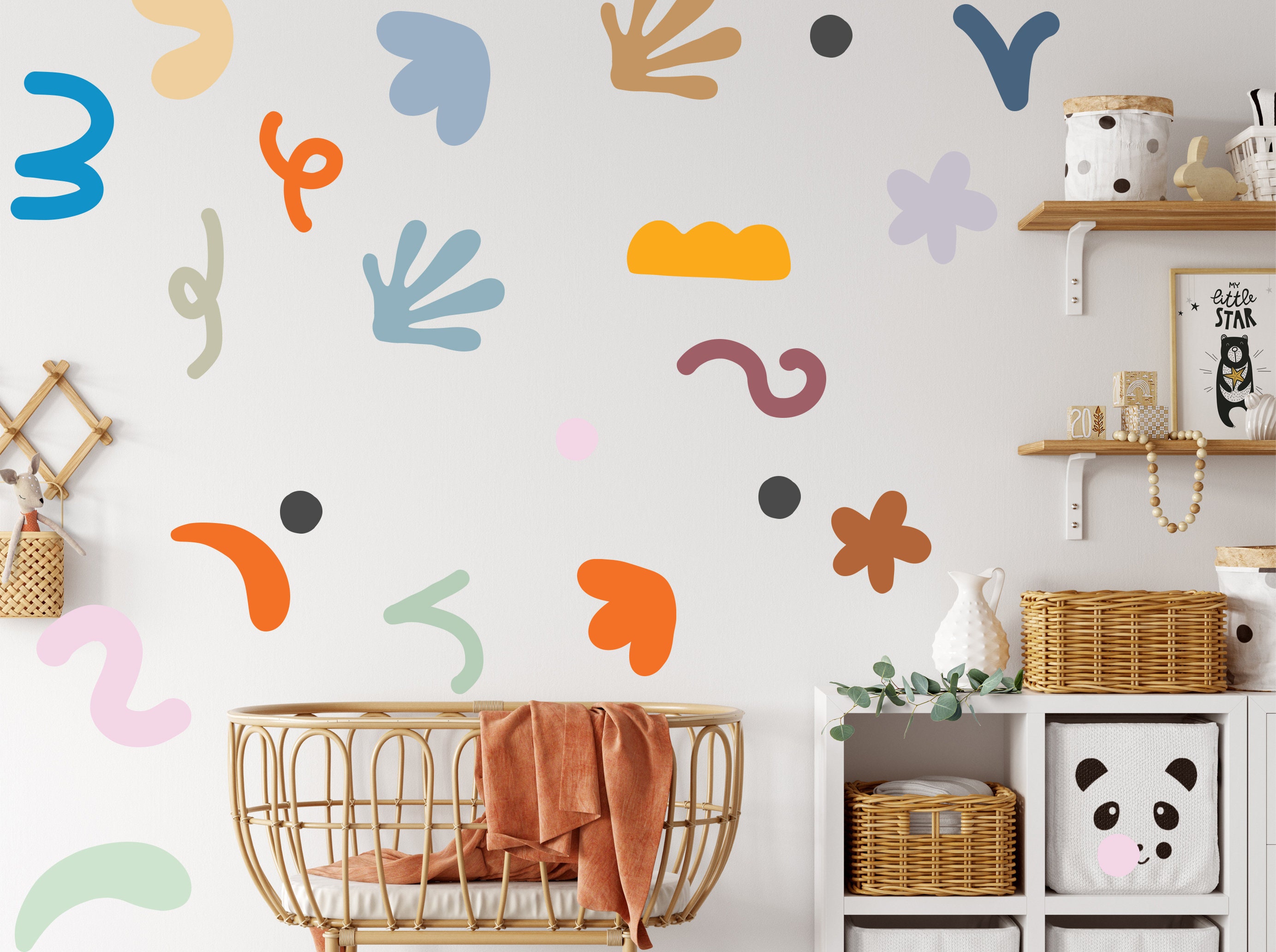 Simple Decal Patterns Abstract Wall Decals, Bright Pattern Colorful Stickers, Floral ...
