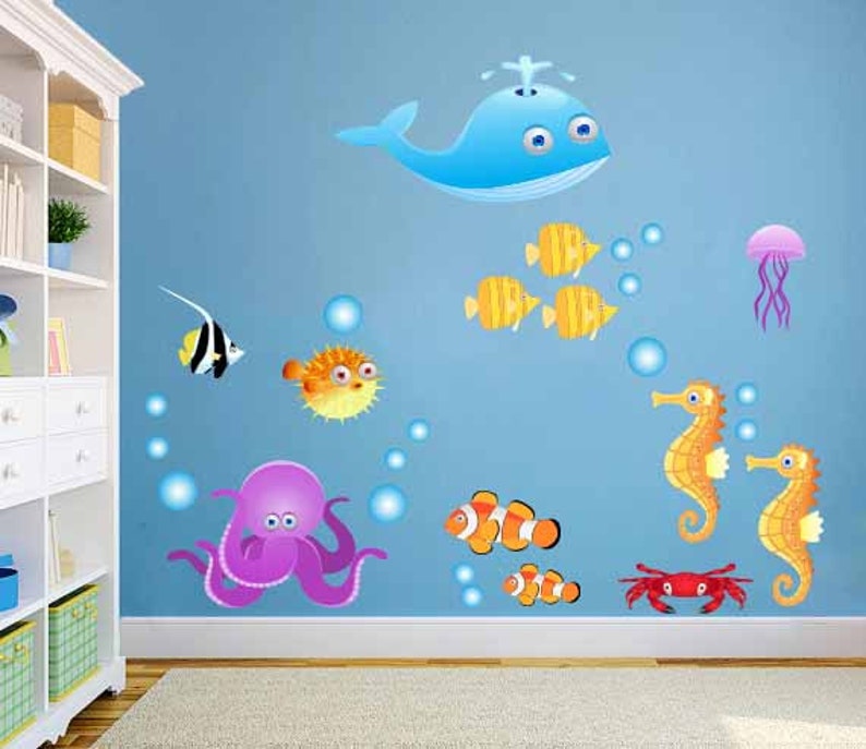 Ocean Fish Room Fabric Wall Decals Kids Ocean Theme Wall Etsy