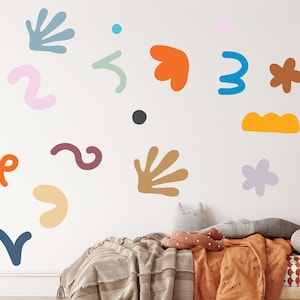 Abstract Wall Decals, Bright pattern Colorful Stickers, Floral, Abstract, Shapes, Patterns, Modern Wall Art, Play Room Decor