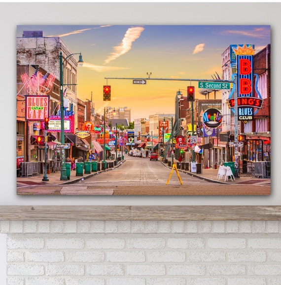 Memphis Tennessee Wall Canvas, Memphis Beale Street Wall Canvas