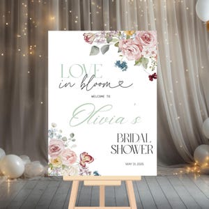Love in bloom Bridal Shower Sign, Wildflower Bridal Shower Sign, Pink Floral Bridal Shower Welcome Sign, Love in Bloom Bridal Shower Decor