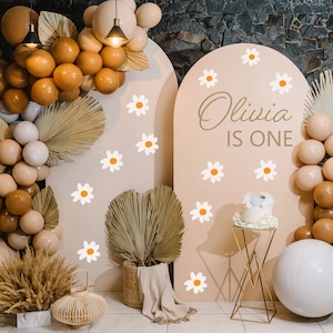 Birthday Decal, Birthday Party Backdrop Custom Name Sticker, Vinyl Decal Happy Birthday for Balloon Arch, Personalized Decal, Free Daisies