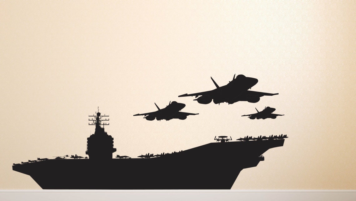 US Navy Wall Decal Aircraft Carrier Decal American Fighter Etsy