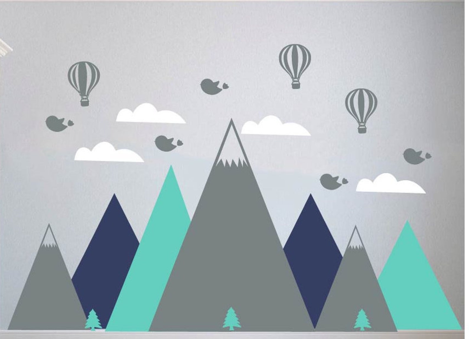 Mountain Wall Decal Nursery Wall Decal Clouds Wall Decals Etsy