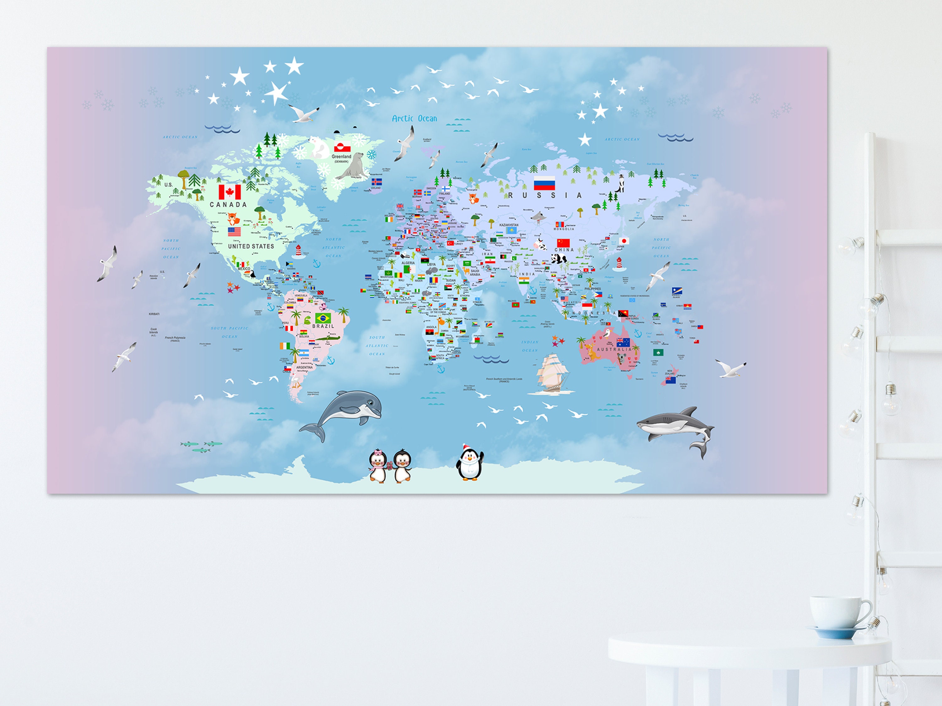 World Map For Kids Nursery World Map Nursery Map Kids Map Kids Etsy