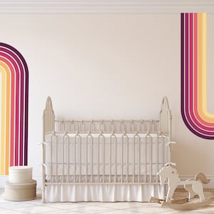 Rainbow Stripe Wall Decal, Nursery room Wall Decal, Playroom Modern Rainbow Removable Sticker, Kids Room Vintage Decor, Retro Stripe Decal image 6