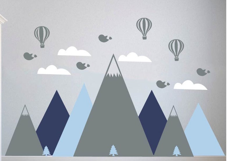 Mountain Wall Decal Nursery Wall Decal Clouds Wall Decals Etsy