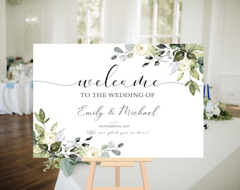 Eucalyptus Wedding Welcome Sign, Greenery Welcome Sign, Greenery Wedding Decor, Wedding Welcome Sign,  Welcome to Our Wedding Sign Printed