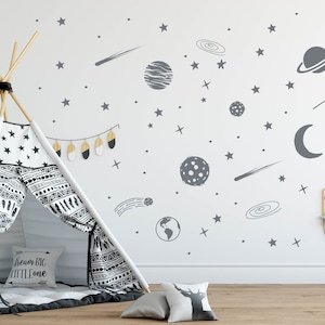 Solar System Wall Decal, Space Wall Decals, Nursery Wall Decals, Star Decals, Planet Wall Decals, Kids Room, Vinyl Wall Decal, Boys Room