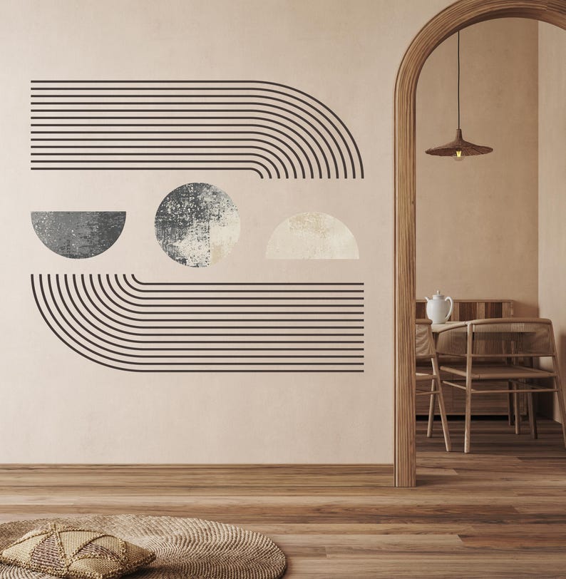 Arch Wall Decal, Boho Wall Decal, Geometric Wall Decal, Large Mid ...