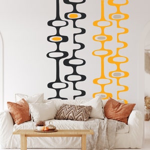 Mid-Century Modern Wall Decal, Minimalist Shapes Retro Wall Sticker, Retro 70s Decor Wall Panels, Mid-Century Home Decor, Retro Wall Decal